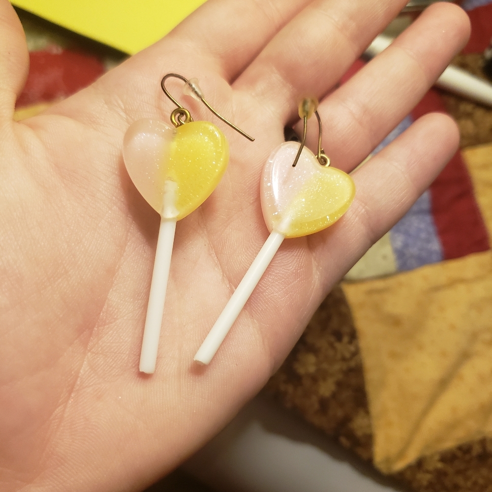 Heart Candy Lollipop Earrings 🍬 💕